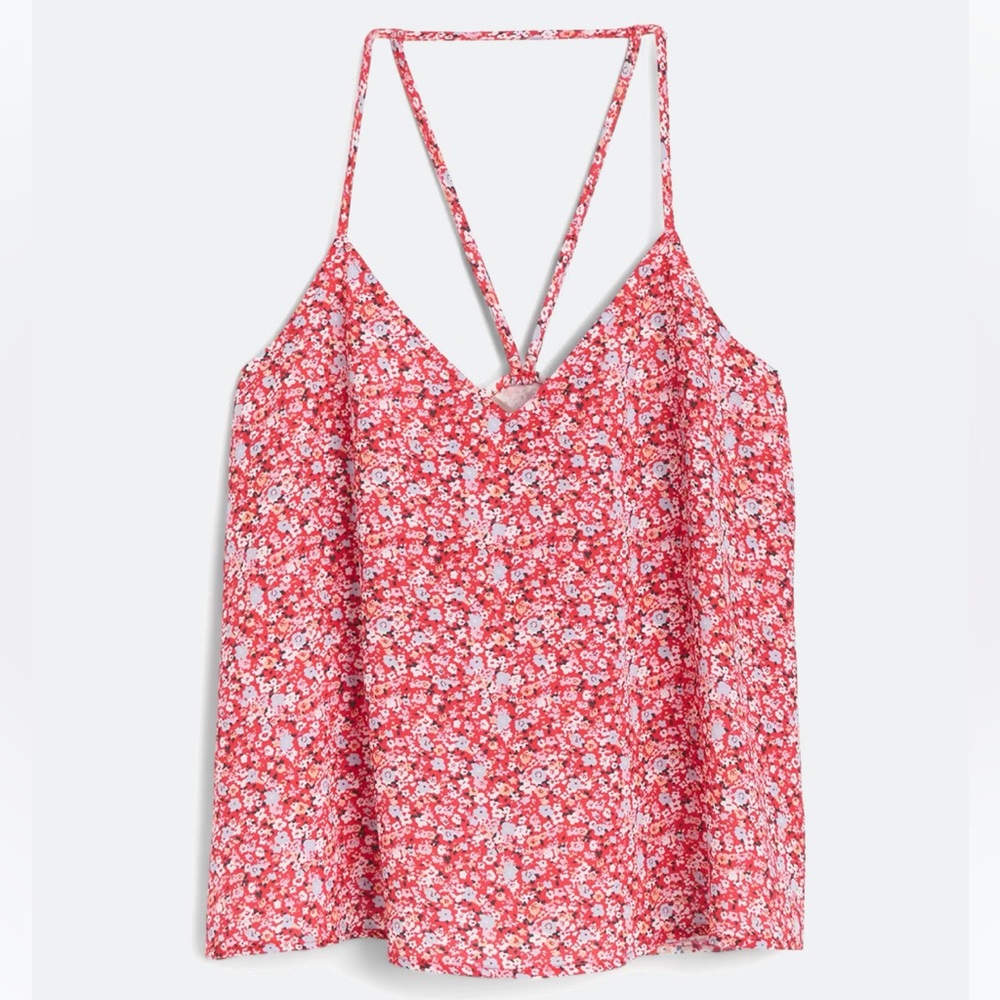 Skies Are Blue Red Floral Tank Top